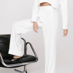 Nasty Gal Power Through White Wide-Leg Pants Size US 4